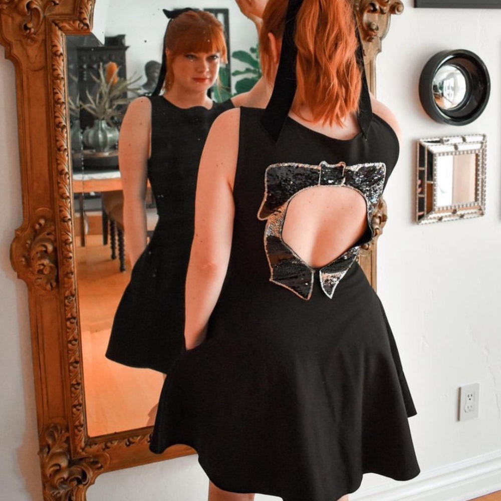 Black Bow Affair Fit And Flare Dress